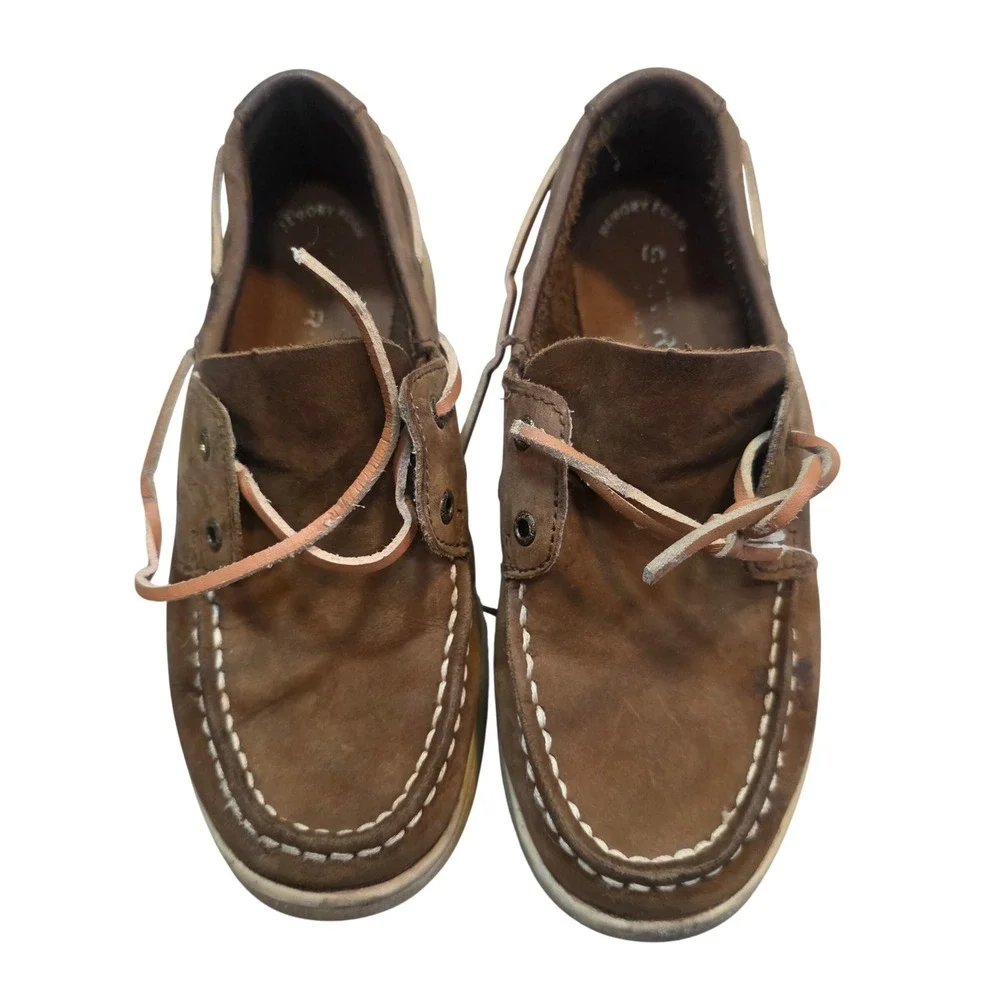 Sperry Cup II Boat Boys Brown Leather Shoes STK261419 Size 1.5M